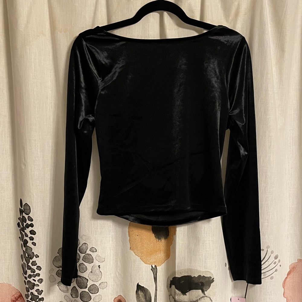 NWT Wild Fable Black Velvet Long Sleeve Top